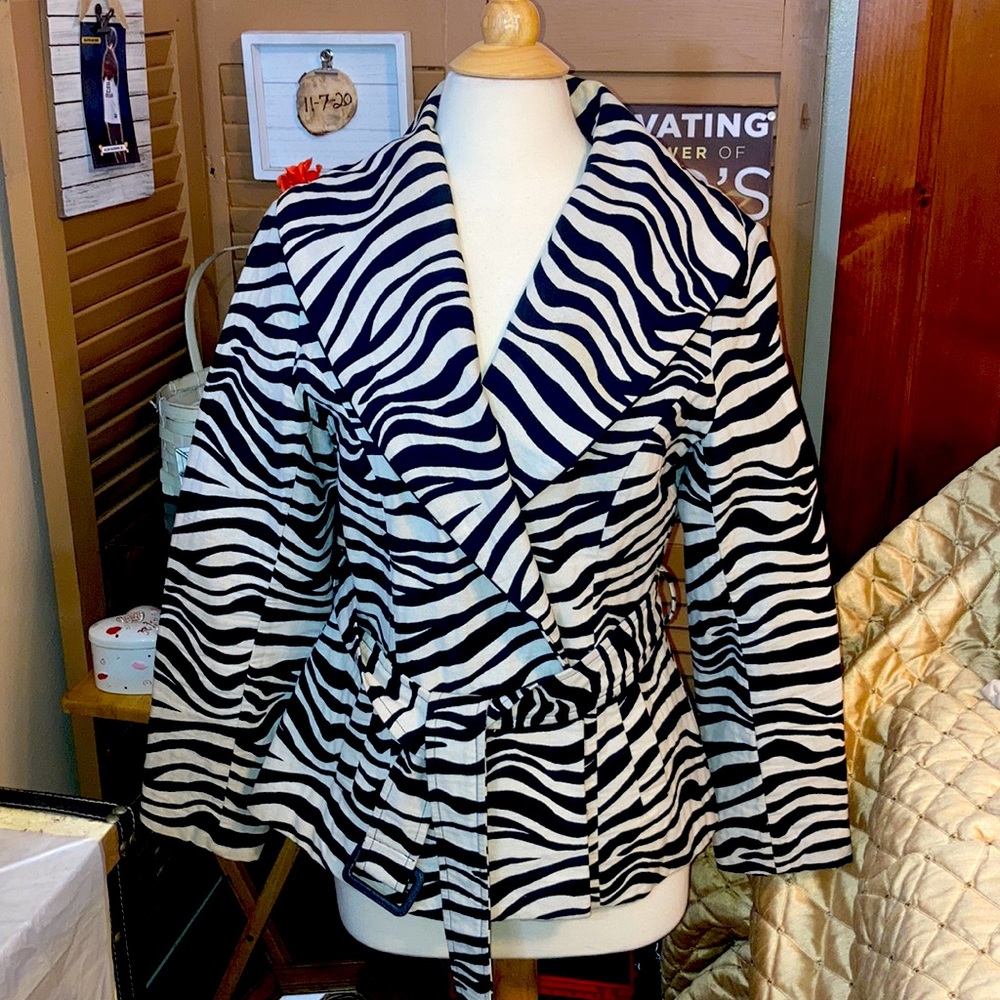 Clara S. 100% Cotton ZebraPrint Wrap Coat